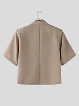 Men's Solid Color Loose Short Sleeve Shirt SKUL24795