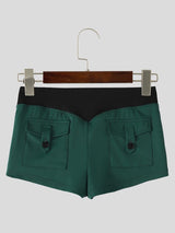 Men's Y2K High-Street Color-Blocked Glute-Enhancing Cargo Micro Short SKUL79633