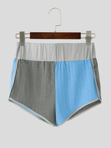 Men's Contrast Color Textured Casual Short SKUL51901