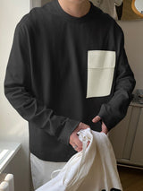 Men's Contrast Pocket Casual Long Sleeve T-Shirt SKUL32973