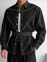 Men's Contrast Stitch Long Sleeve Shirt SKUL39701