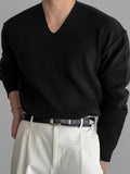 Mens Solid V-Neck Knit Pullover Sweater SKUK34443