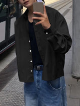 Men's Solid Color Minimalist Long Sleeve Shirt SKUL44023