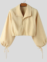 Men's Solid Color Waist-Fitted Collar Long Sleeve Shirt SKUL46083