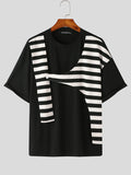 Mens Striped Patchwork Short Sleeve T-Shirt SKUK15647