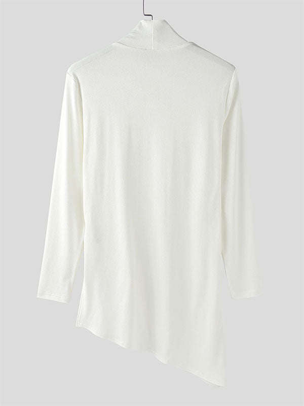 Men's Solid Color Irregular Hem Long Sleeve T-Shirt SKUL27439