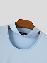 Men's Early Autumn Urban Casual Integrated Choker  Muscle Fit Long Sleeve Scoop Neck T-shirt SKUL81105