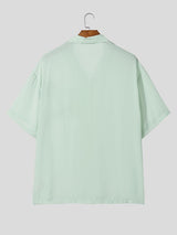 Men's 3D Floral Textured Frog Button Short Sleeve Shirt SKUL60244