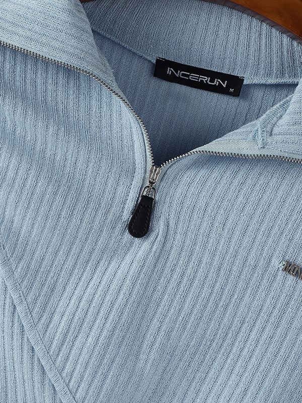 Men's Deconstructed Textured Zip Long Sleeve Sweater SKUL37682