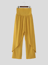 Mens Solid Color Textured Layered High Waist Pant SKUL18772