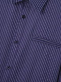 Mens Striped Lapel Casual Long Sleeve Shirt SKUK48224
