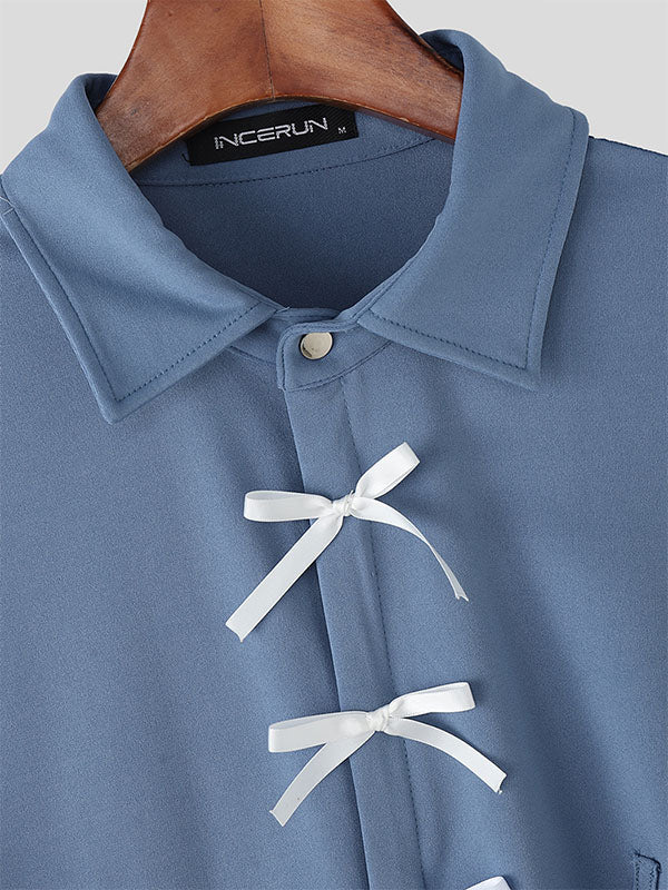 Men's Bow Patchwork Sleeveless Shirt SKUL20276