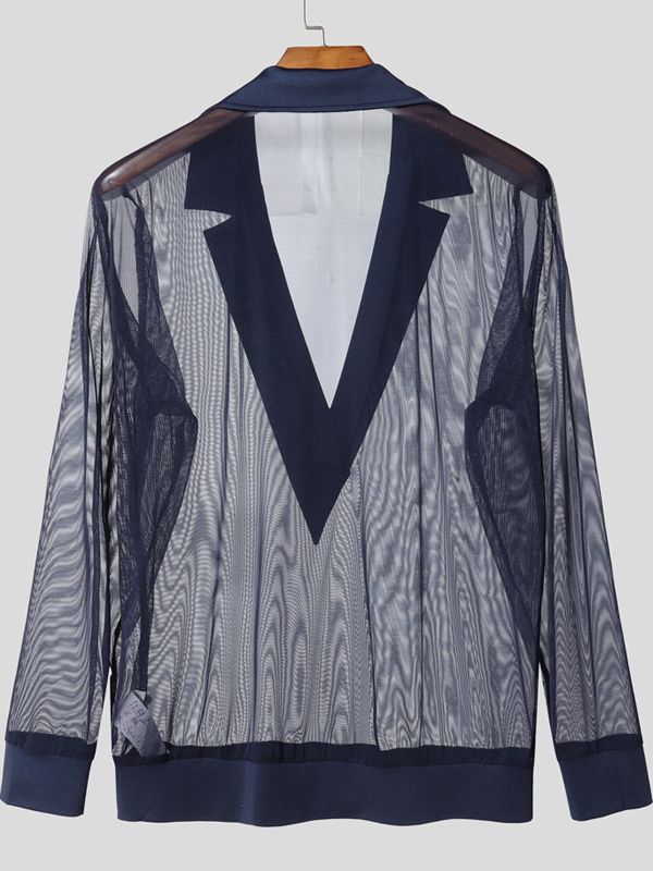 Men's Sheer Mesh Long Sleeve T-shirt SKUL54088