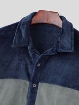 Men's Plush Color Block Long Sleeve Shirt SKUL40161