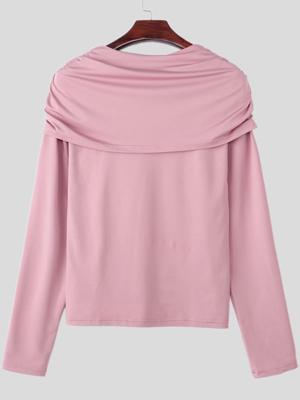 Men's Ruched Cape Style Faux Two Piece Knit T-shirt SKUL43924