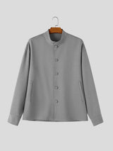 Men's Neo-Chinese Minimalist Mandarin Collar Button-Up Jacket SKUL79681
