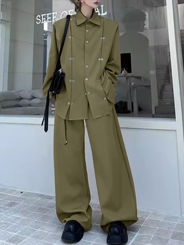 Men's Multi Button Design Casual Two Pieces Outfit SKUL37227