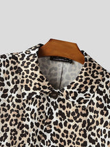 Men's Leopard Print Long Hem Trench Coat SKUL46189