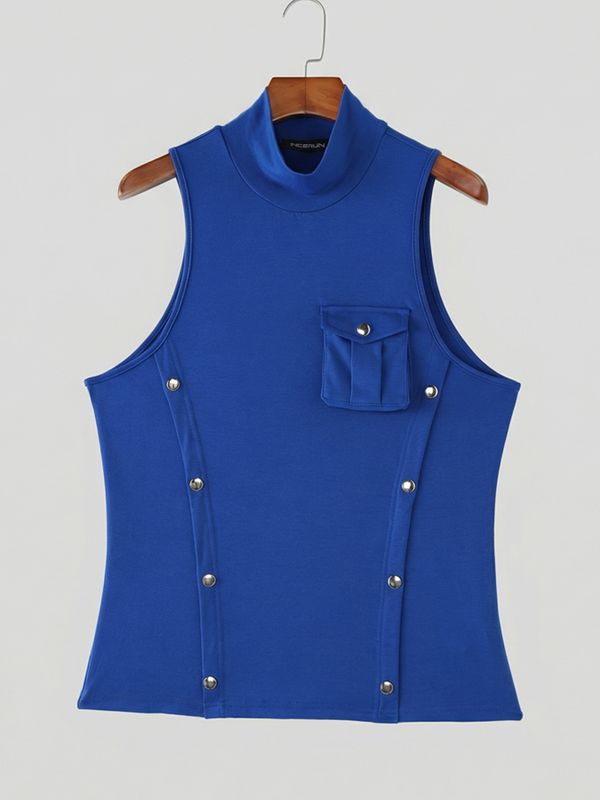 Men's Avant-Garde Asymmetrical Studded Wrap Tank SKUL63843