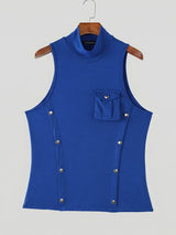 Men's Avant-Garde Asymmetrical Studded Wrap Tank SKUL63843