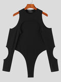 Mens Cutout Crew Neck Long Sleeve Bodysuit SKUK18745