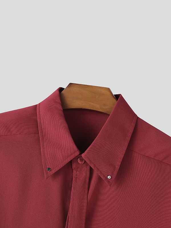 Men's Solid Color Deconstructed Long Sleeve Shirt SKUL47604