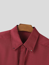 Men's Solid Color Deconstructed Long Sleeve Shirt SKUL47604