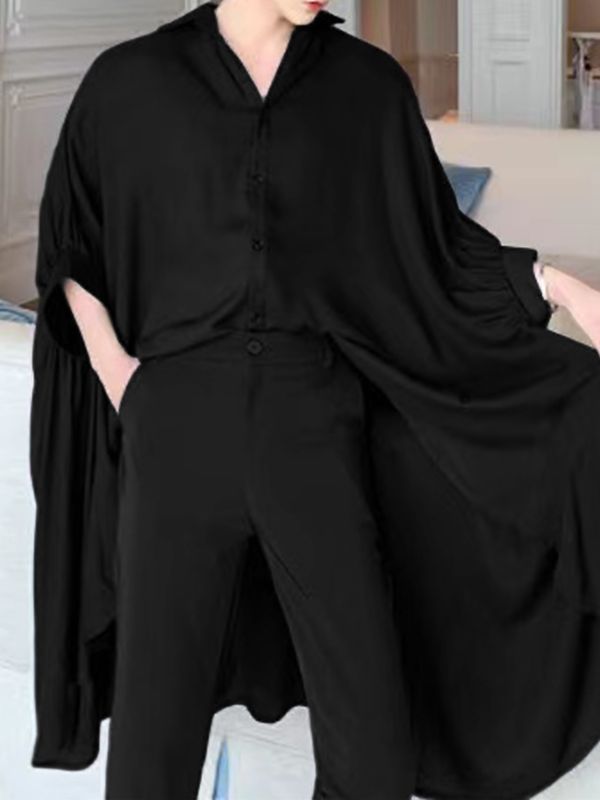 Men's Cape Style Long Sleeve Shirt SKUL37540