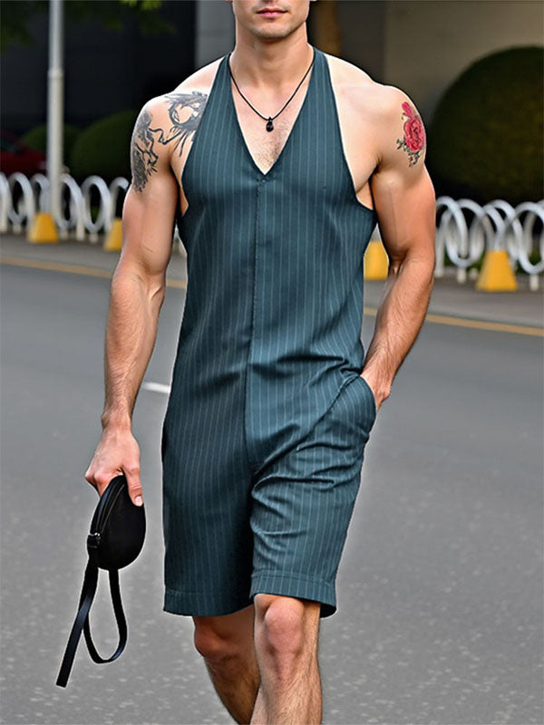 Men's Striped Sleeveless Jumpsuit SKUL21530