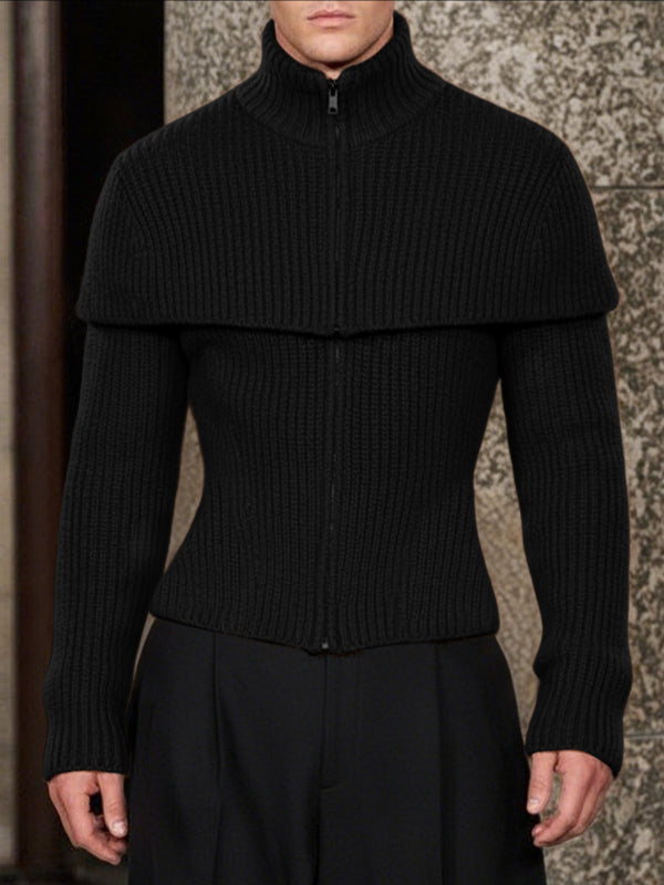 Men's Textured Zip Long Sleeve Sweater SKUL36511