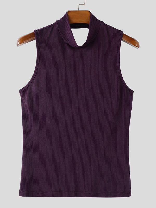Men's Back Hollow Knitted Texture Tank SKUL38851
