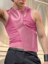 Men's Faux Leather Patchwork Casual Tank SKUL24928