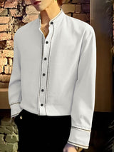 Men's Casual Contrast Color Long Sleeve Shirt SKUL45330