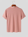 Mens Texture Lapel Collar Short Sleeve Shirt SKUK51073