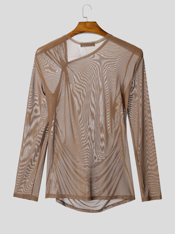 Men's Sheer Mesh Long Sleeve T-Shirt SKUL28377