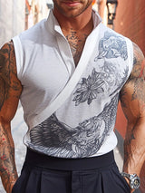 Mens Contrast Color Print Casual Tank SKUL16995