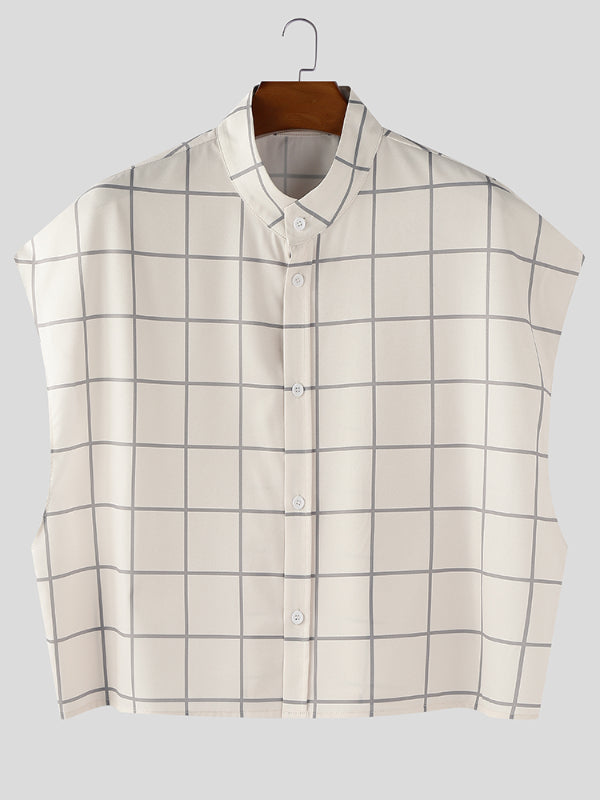 Men's Plaid Casual Sleeveless Shirt SKUL21028