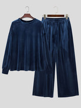 Men's Luxury Velour Oversized Crewneck Two Pieces Outfit SKUL79023
