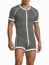 Men's Stripe Colorblock Short Sleeve Bodysuit SKUL21306