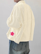 Mens 3D Floral Patchwork Striped Long Sleeve Shirt SKUL12496