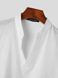 Mens Solid Notched Neck Cotton Casual Shirt SKUK17411