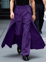 Mens Solid Color Layered Wide-Leg Long Pant SKUK99651