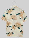 Mens Floral Print Lapel Collar Short Sleeve Shirt SKUK52980
