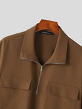 Mens Solid Texture Flap Pocket Golf Shirt SKUK45296