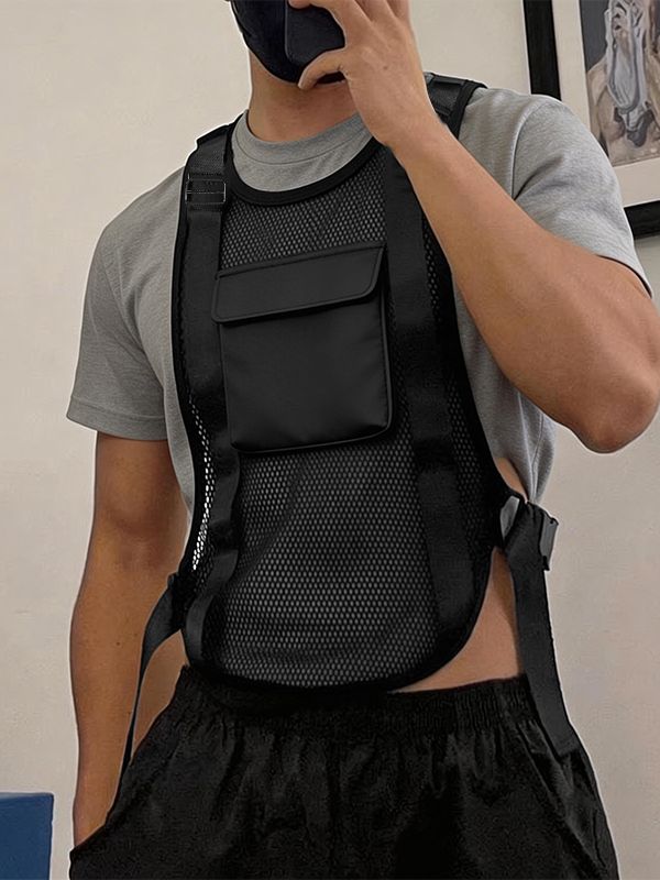 Men's Avant-Garde Mesh Utility Chest Rig Tank SKUL63033