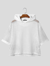 Men's Avant-Garde Geometric Open-Weave Mesh Short Sleeve T-shirt SKUL76468