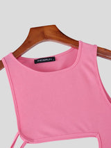 Men's Deconstructed Cut Out Tie Tank SKUL57166