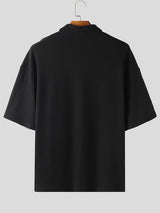 Men's Solid Color Knit Double Pocket Short Sleeve Shirt SKUL21109