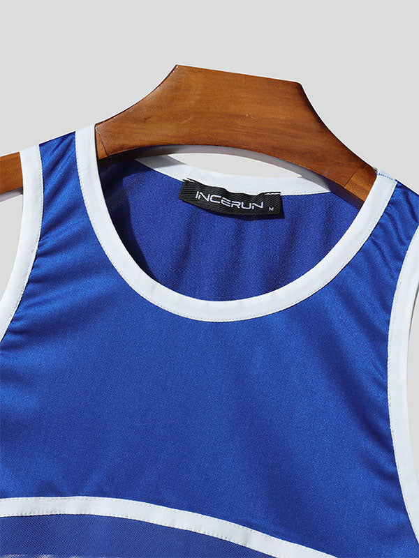 Men's Sheer Mesh Patchwork Tank SKUL22228