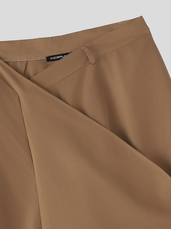 Men's Avant-Garde Asymmetric Wrap Front Wide Leg Pant SKUL53037